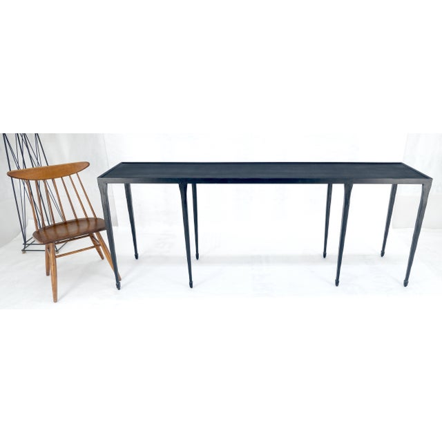 Wrought Iron Blacksmith Work Gallery Top 19x84" Long Console Sofa Table MINT For Sale - Image 11 of 14
