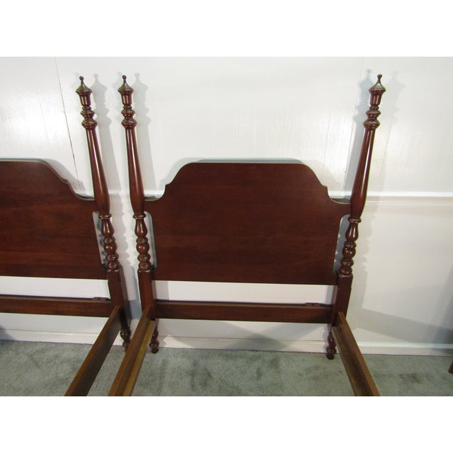 Wood Colonial Furniture Solid Cherry Pair of Twin Size Poster Beds For Sale - Image 7 of 10