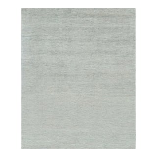 Rug & Kilim’s Contemporary Textural Solid Rug in Blue and Cream With Striae For Sale