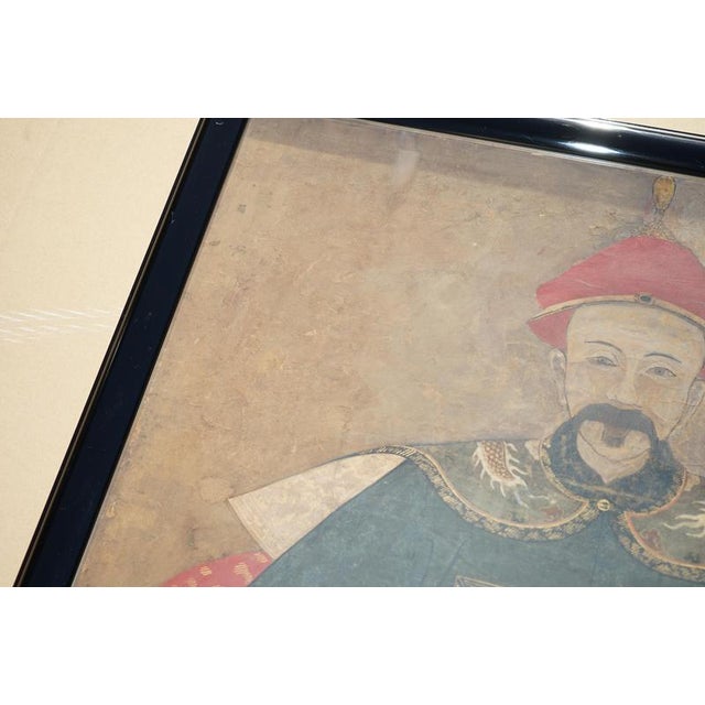 Antique Chinese Ancestral Portrait in Museum Frame, 1860 For Sale - Image 4 of 18