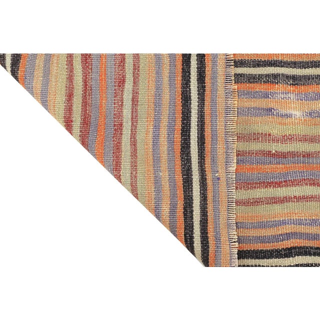 Mid 20th Century Mid 20th Century Striped Vintage Turkish Kilim Rug For Sale - Image 5 of 7