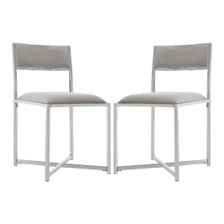 Chrome Side Chair in Grey & Chrome - a Pair For Sale