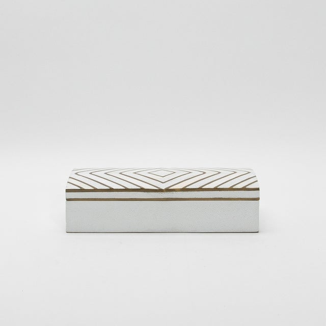 Set of 3 Shagreen Boxes With Mother of Pearl and Brass Details by R&y Augousti For Sale - Image 10 of 12