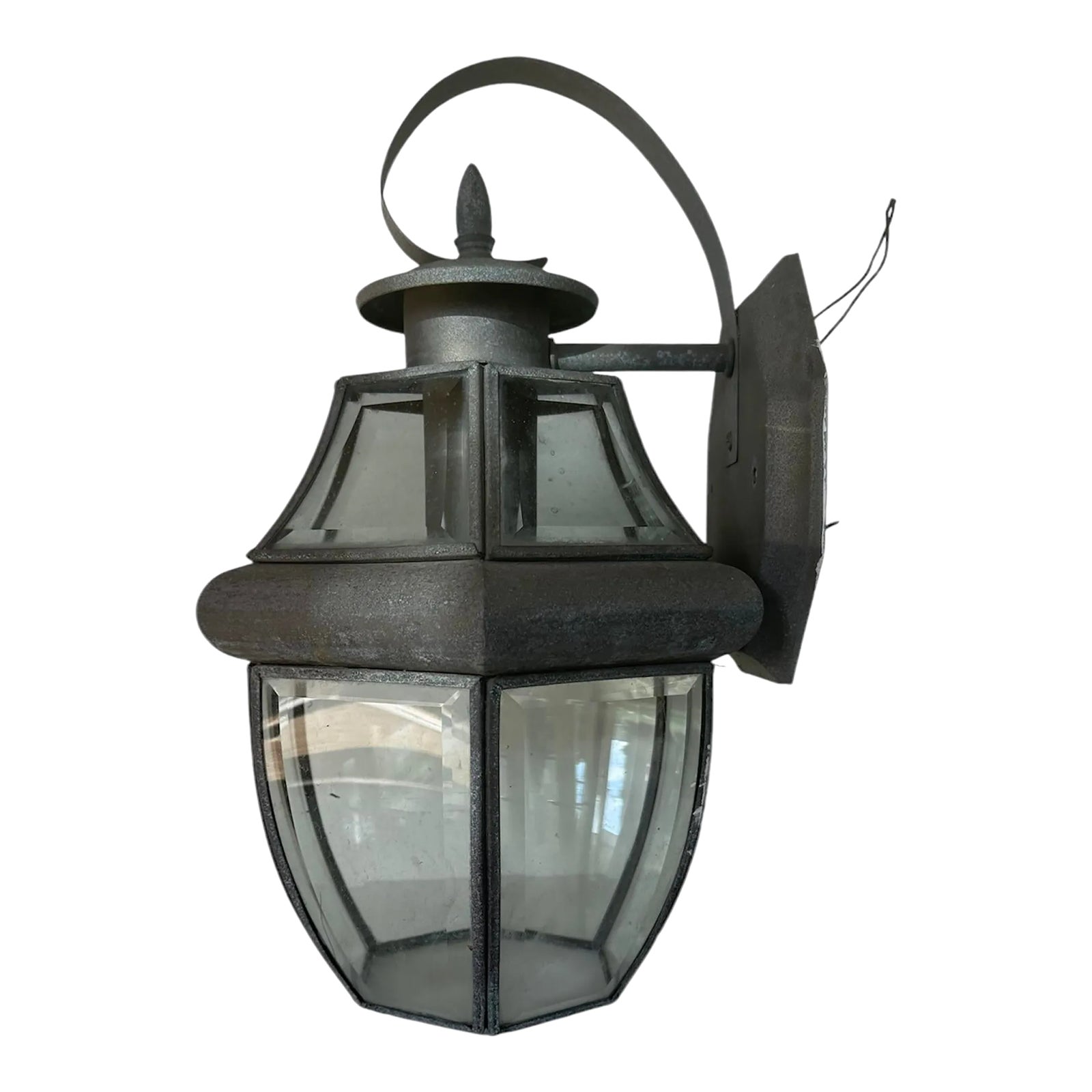 70s Federal Style Exterior Lantern Wall Mount Light Copper Hexagon Glass  Outdoor Indoor | Chairish, image size:1600x1600