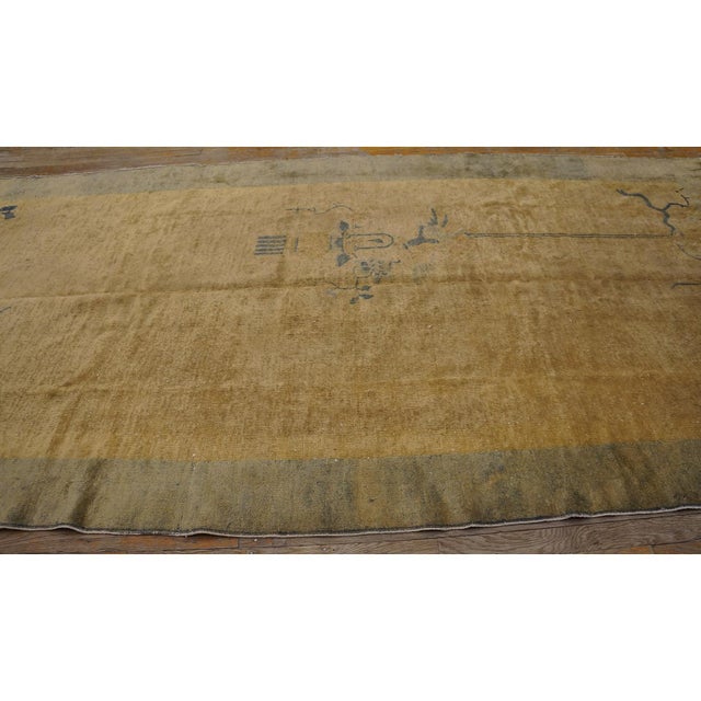 1920s 1920s Khaki Solid Open Field Antique Chinese Art Deco Gallery Rug 5'2" X 10'2" For Sale - Image 5 of 8