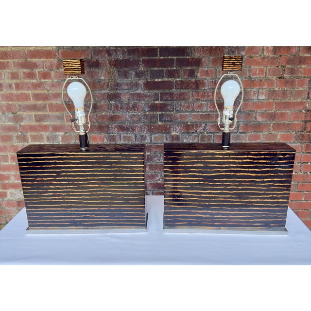 Palecek 1990s Palecek Organic Modern Espresso Pencil Reed Lamps - A Pair For Sale - Image 4 of 12