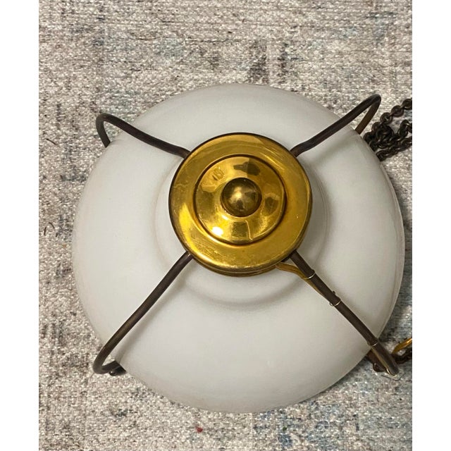 1930s Vintage Ceiling Light Fixture 4 Chain Hanging Globe Dutch Colonial For Sale - Image 5 of 10