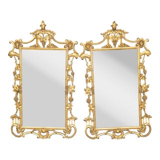 Pair of Chinese Gilded Style Carved Gilt Mirrors For Sale