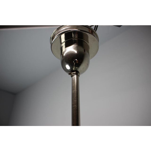 1930s Art Deco Mint Glass and Chrome Chandelier, Former Czechoslovakia, 1930s For Sale - Image 5 of 14