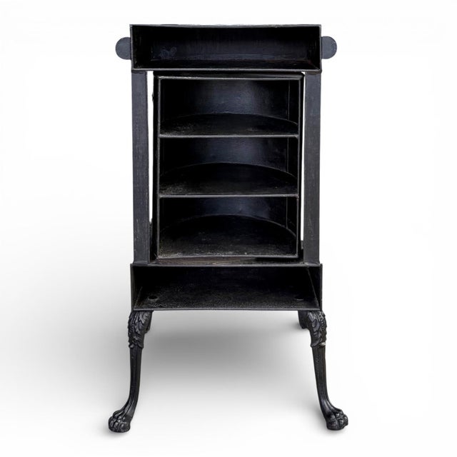 Early 19th Century Neoclassical Japanned Tole and Iron Rotating Plate Warmer For Sale - Image 4 of 11