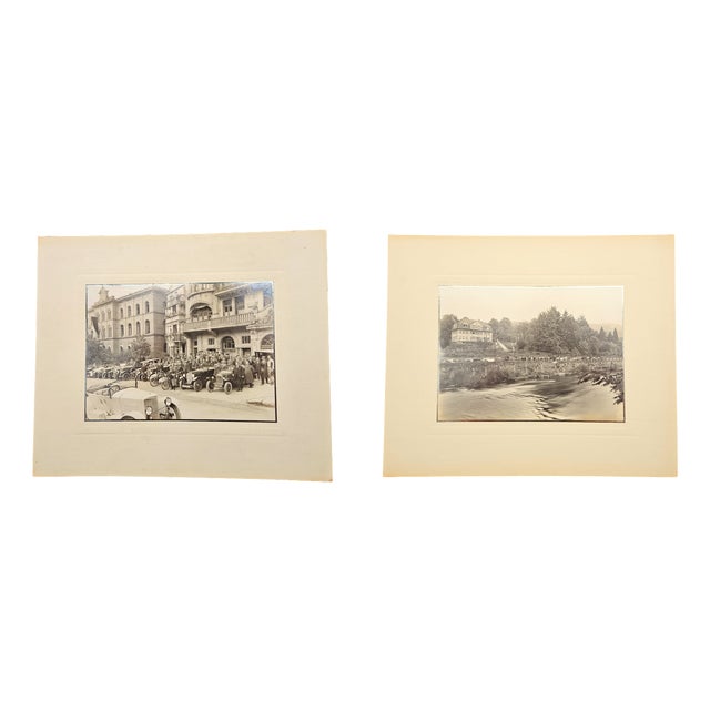 Ly. Large Images of a Car Meeting, 1890s-1910s, Photographs, Set of 2 For Sale