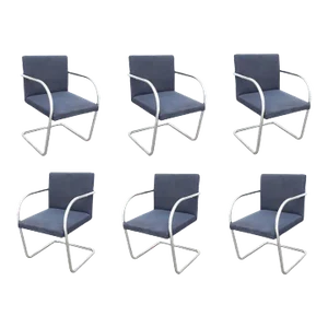 Set of 6 Vintage Knoll Mies Van Der Rhoe Tubular Brno Chairs