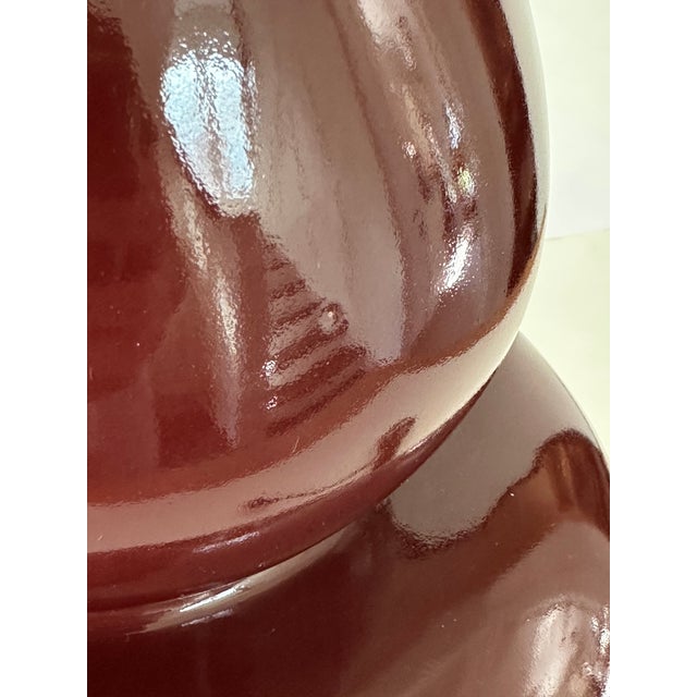 Single Ralph Lauren Extra Large Oxblood Red Ceramic Lamp With Brass Fittings. For Sale - Image 13 of 17