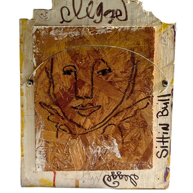 Folk Art Americana Painting Sitting Bull by Artist Eric Legge For Sale - Image 9 of 10