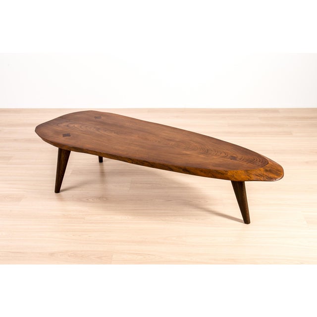 Brutalist Oak Slab Coffee Table, Central Europe, 1960s For Sale - Image 9 of 9