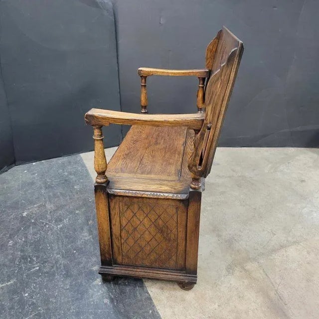 Late 19th Century Antique English Bench Monk Style 19th Century For Sale - Image 5 of 13