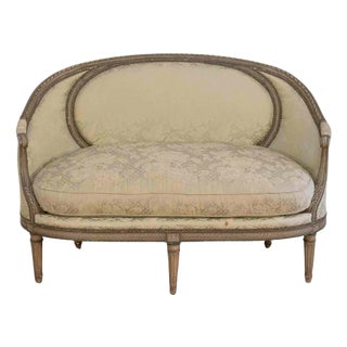 Louis XVI Style Canapé Corbeille in Painted Wood, 18th Century For Sale