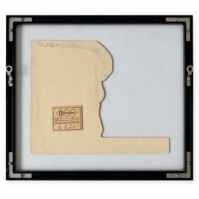 Glass 1978 Brazilian Modernist Portrait Drawing — Augusto Rodrigues (1913–1993) For Sale - Image 7 of 7