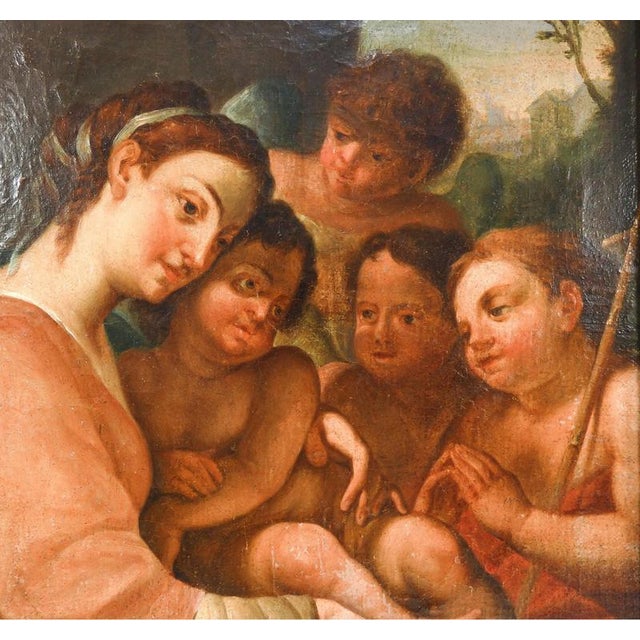 Mary, Jesus, and John the Baptist, Early 19th Century, Oil Painting on Canvas For Sale - Image 9 of 14