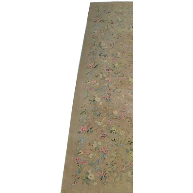 Antique 1920 Floral British Hook Rug 21'5'' X 11'6'' For Sale - Image 4 of 5