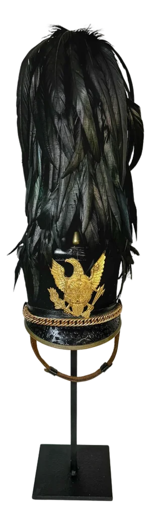 Full Dress La Salle Cadet 'Tar Bucket' Dress Hat/Shako, and Stand