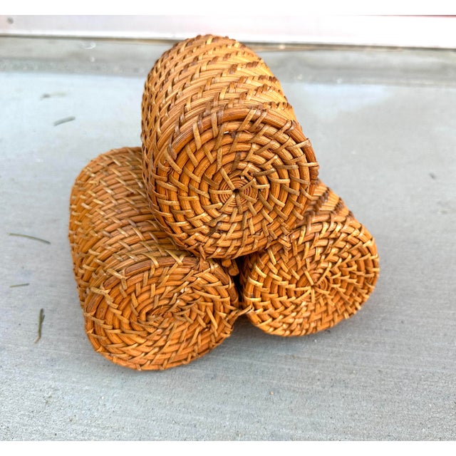 1990s Vintage Woven Rattan 3 Slot Utensil Holder For Sale - Image 5 of 5