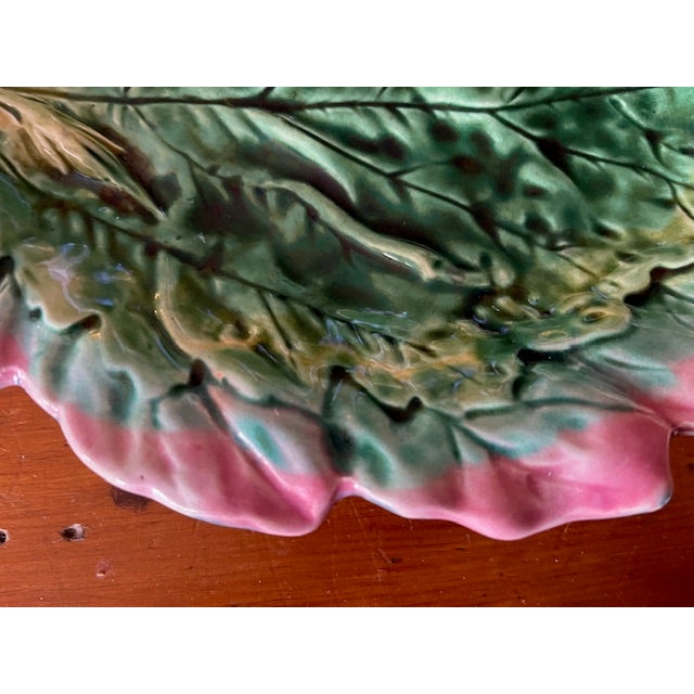 Majolica Late 19th Century Etruscan Majolica Oak Leaf Bread Tray Griffen, Smith & Hill For Sale - Image 4 of 7