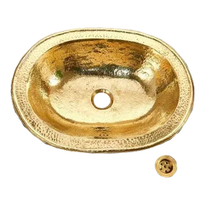 Medium Early 21st Century Moroccan Oval Brass Sink