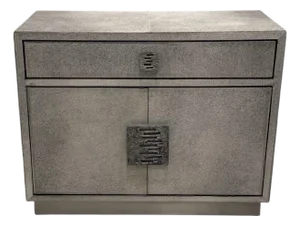 Studio a Home by Global Views “Metro” Nightstand in Gray Hair-on-Hide.