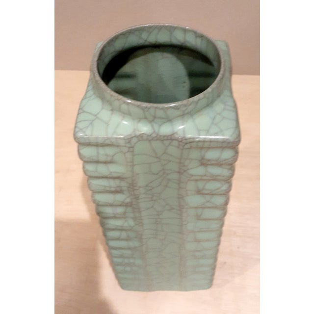 Green Early 20th Century Chinese Porcelain Guan Yao Cong Vase For Sale - Image 8 of 9