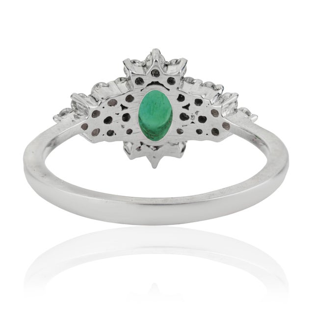 Not Yet Made - Made To Order Diamond Studded Regal Natural Emerald Wedding & Engagement Cocktail Ring Size 6 For Sale - Image 5 of 13