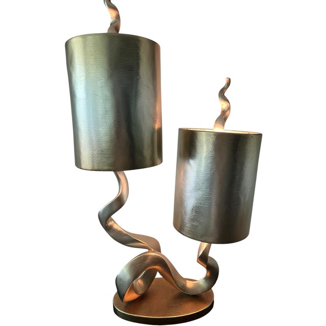 Twin Flame Sculpture Lamp For Sale - Image 10 of 12