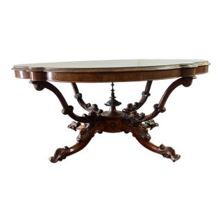 Mid 19th Century Victorian Burled Walnut Center Table For Sale
