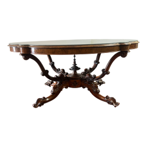 Mid 19th Century Victorian Burled Walnut Center Table