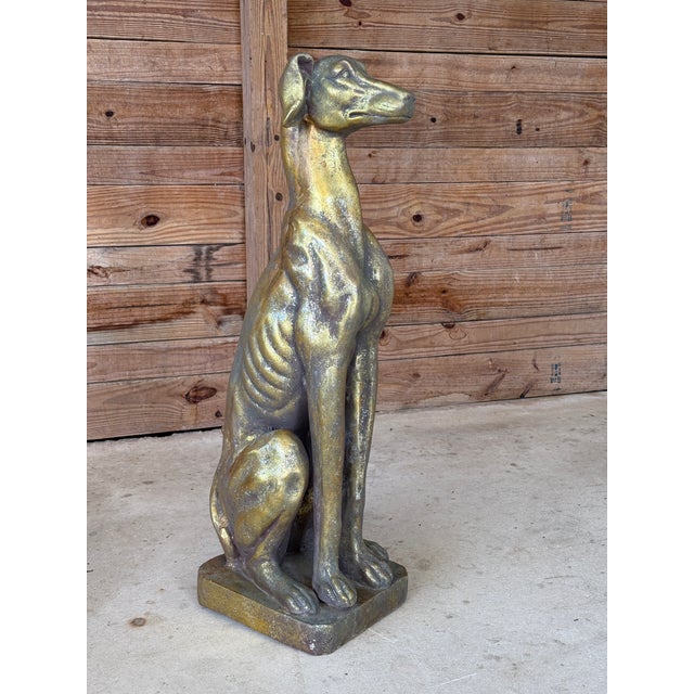 Gold Vintage Cast Resin Greyhound Sculpture Statue With Gilt Finish Mid-20th Century For Sale - Image 8 of 12