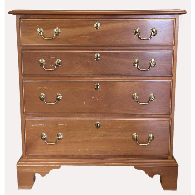 English Pair of Harden Solid Cherry 4-Drawer Georgian Chests – Bachelor Chests / Nightstands For Sale - Image 3 of 18