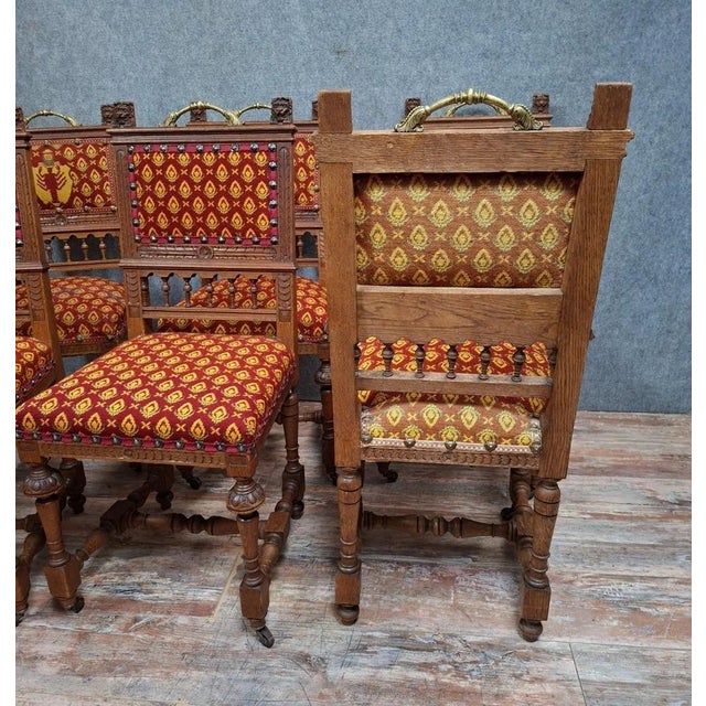 Wood Antique Carved Oak Chairs, 1800s, Set of 6 For Sale - Image 7 of 10