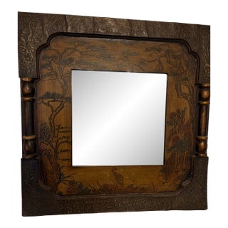 Antique-Style Chinoiserie Accent Mirror With East Asian and European Flair For Sale