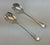 English 1980s Silver Pair Salad Servers, Salad Spoon & Salad Fork, Feather Edge For Sale - Image 3 of 14