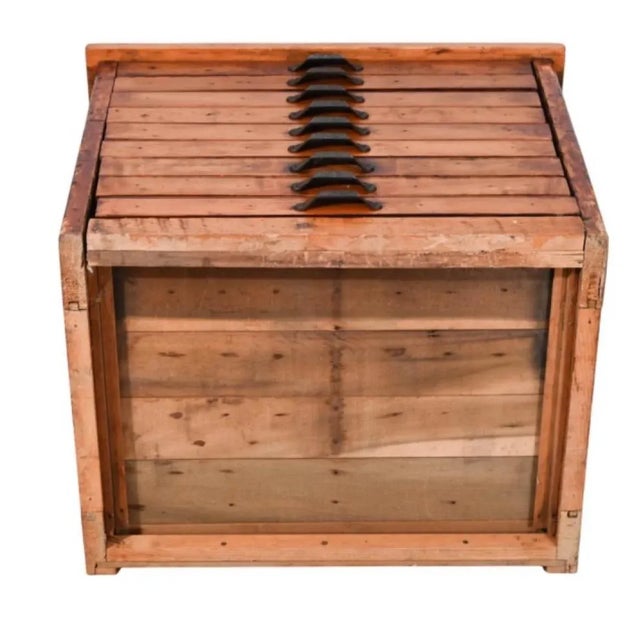 Wood 19th Century Oak Print Filing Cabinet With Drawers and Cast Iron Handles For Sale - Image 7 of 12