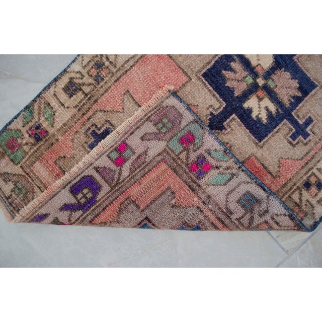 Textile 1970s Hand Knotted Turkish Rug Door Mat, Entryway Rug, Bath Mat, Kitchen Decor, Small Rug - 18″ × 35″ For Sale - Image 7 of 13