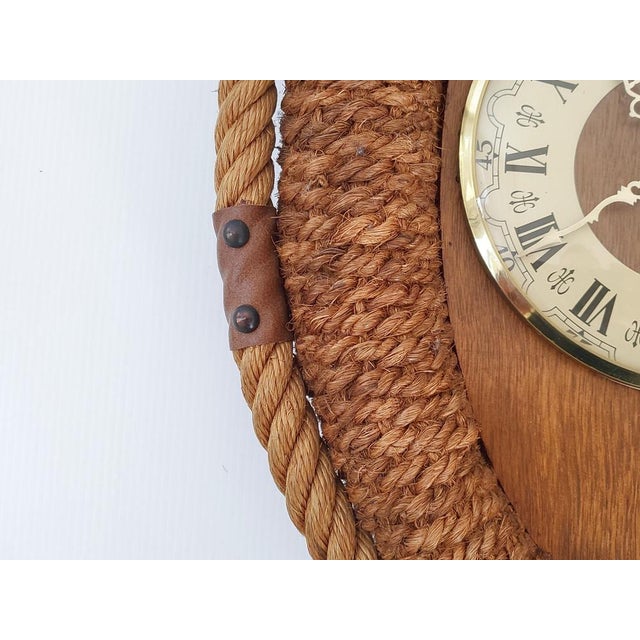 Vintage Carrez Wall Clock in Rope, 1970s For Sale - Image 9 of 11