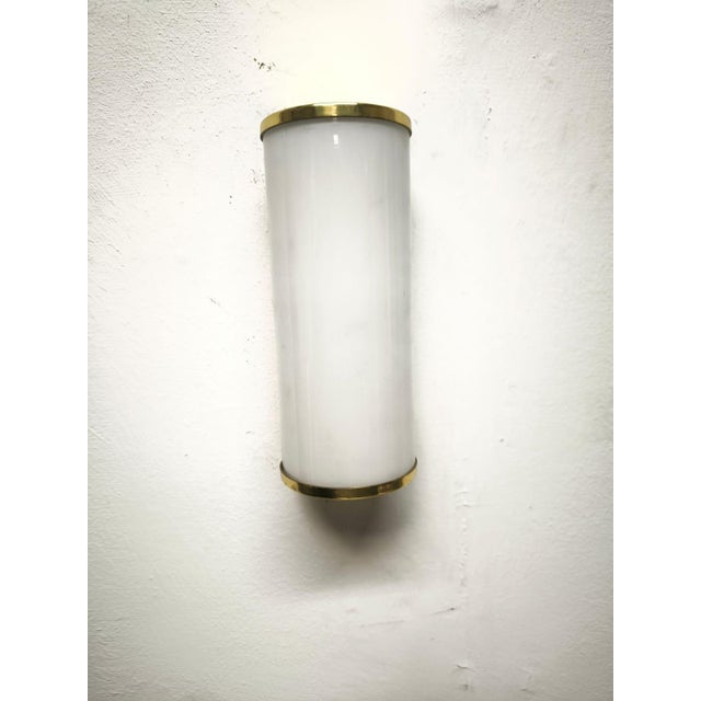 Metal Brass Wall Light with Opal Glass, 1960s For Sale - Image 7 of 9