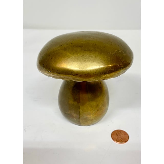 MCM Danish Brass Mushroom Art Objet Paperweight Decor For Sale - Image 11 of 12