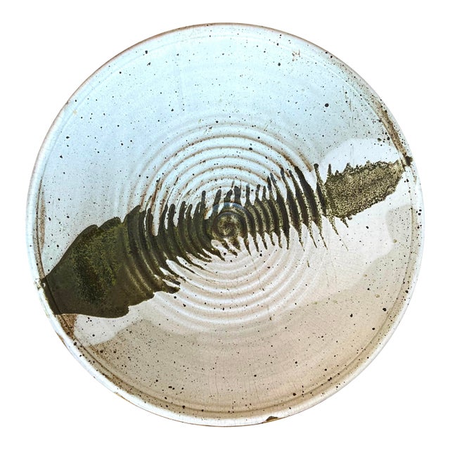 Trout Skeleton Abstract 21" Pottery Charger Circa 1980's by Ken Edwards - Montana For Sale