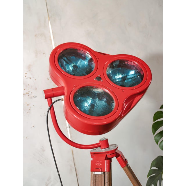 Surgical Hospital Spotlight Floor Lamp on Wooden Tripod from Heraeus Hanaulux, 1990s For Sale - Image 12 of 16