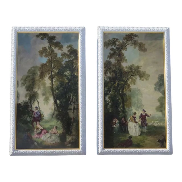 1920s French Oil on Board Paintings - a Pair For Sale