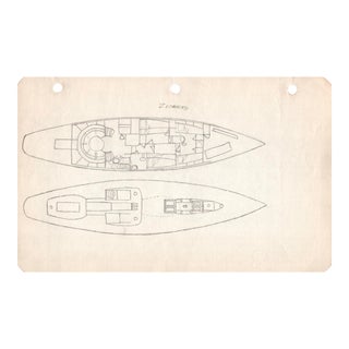 1950s Maine Marine Architectural Drawing on Paper For Sale