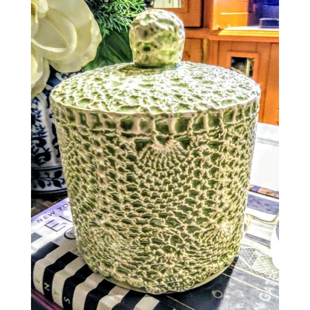 Vintage Pale Mint Green Ceramic Doily Lace Covered Single Toilet Paper