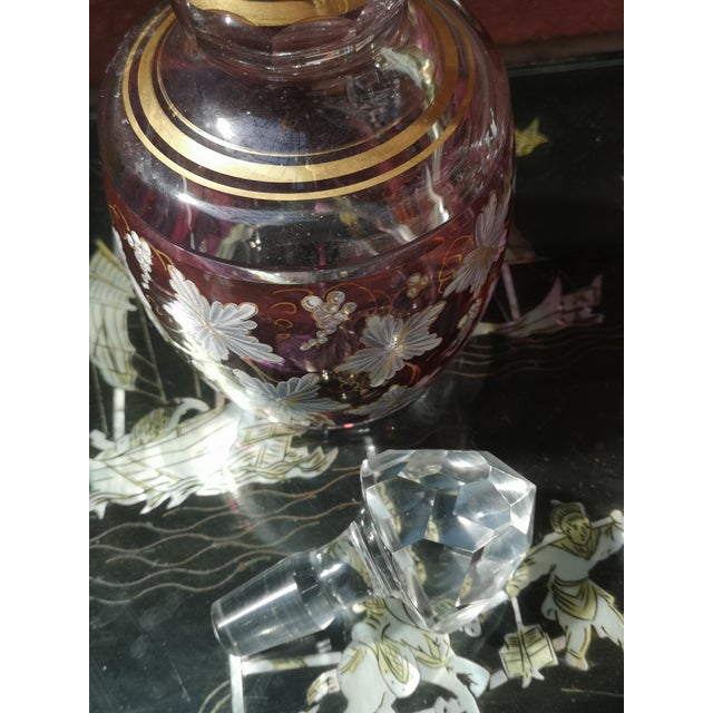 Glass Purple and Gold Crystal Decanters, Set of 2 For Sale - Image 7 of 18